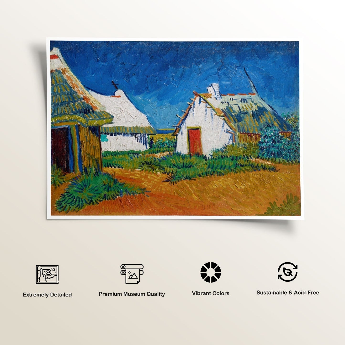 Three white cottages, Van Gogh Painting