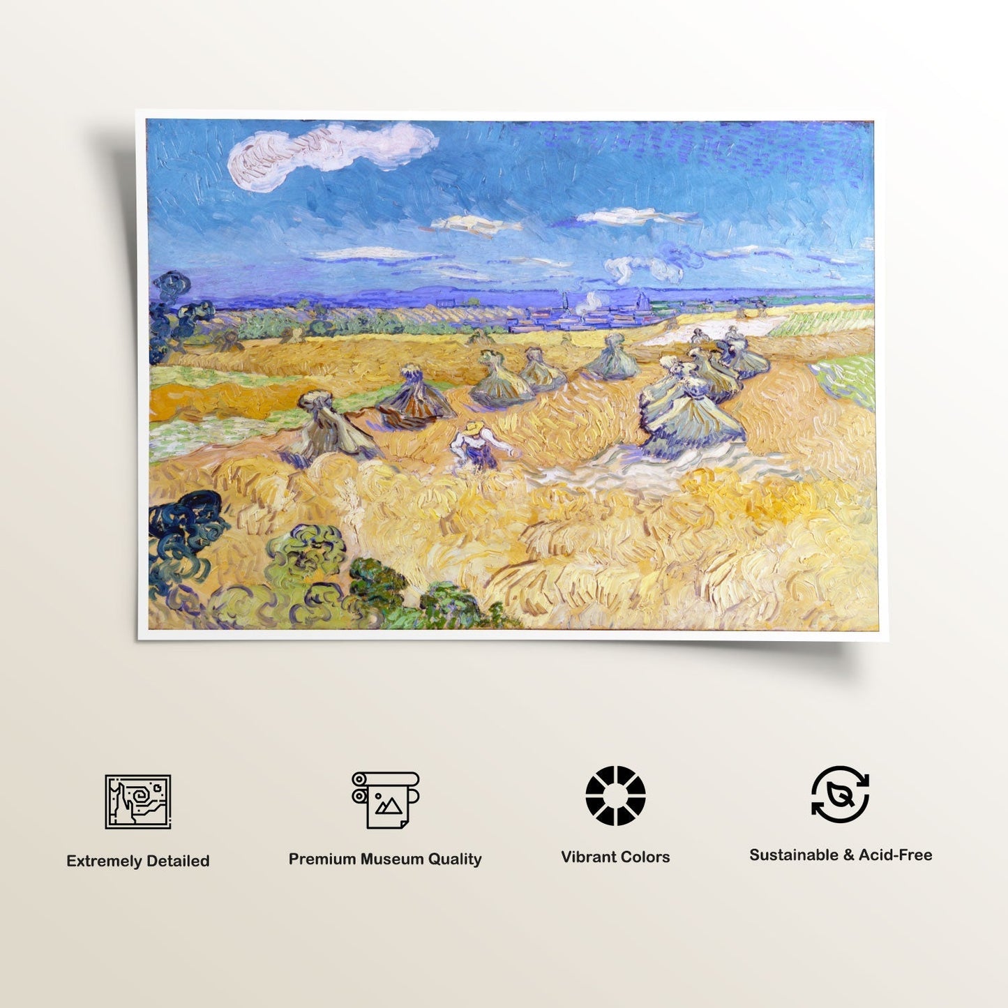 Wheat Fields with Reaper Auvers, Van Gogh Painting