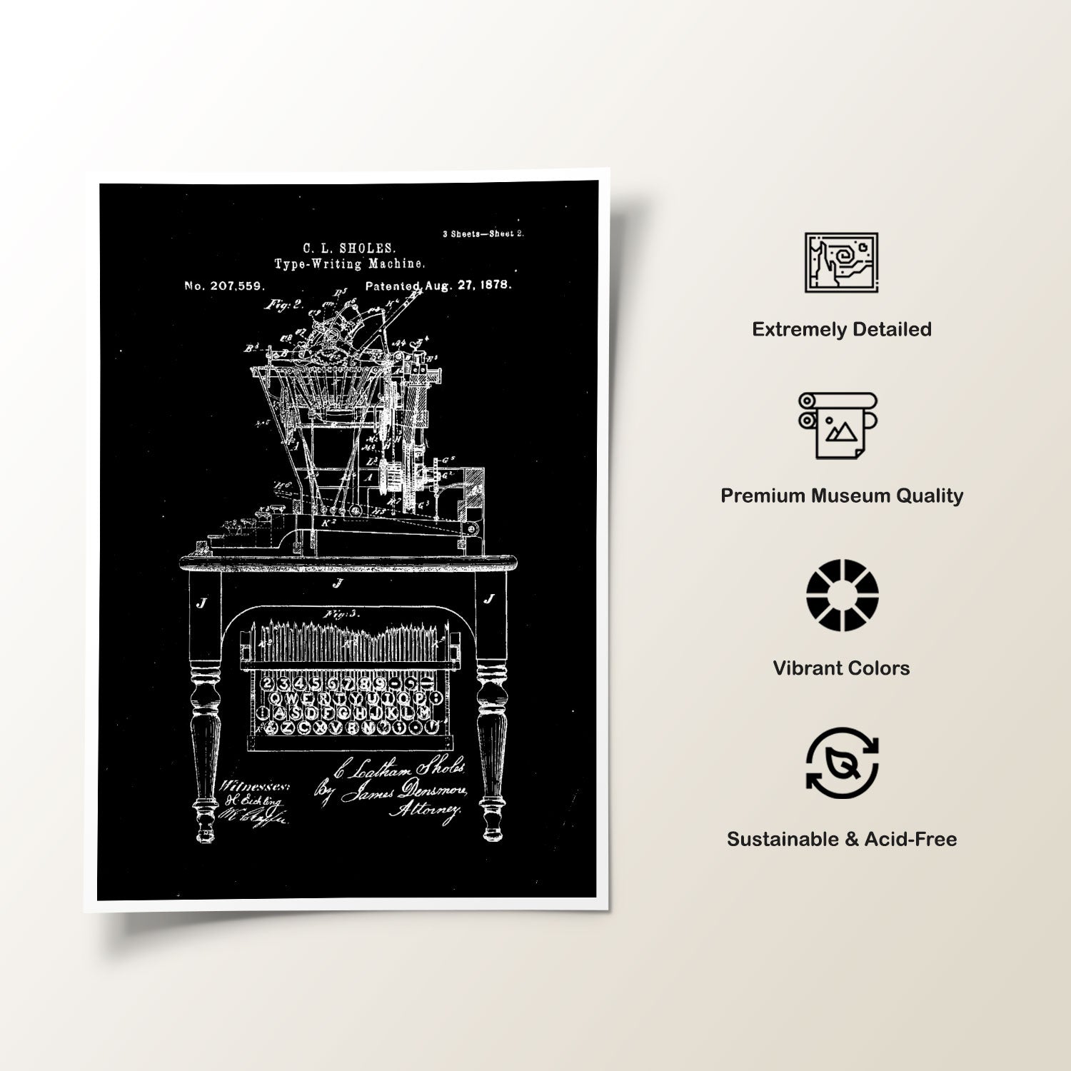 Qwerty keyboard, Blueprint Patent Art
