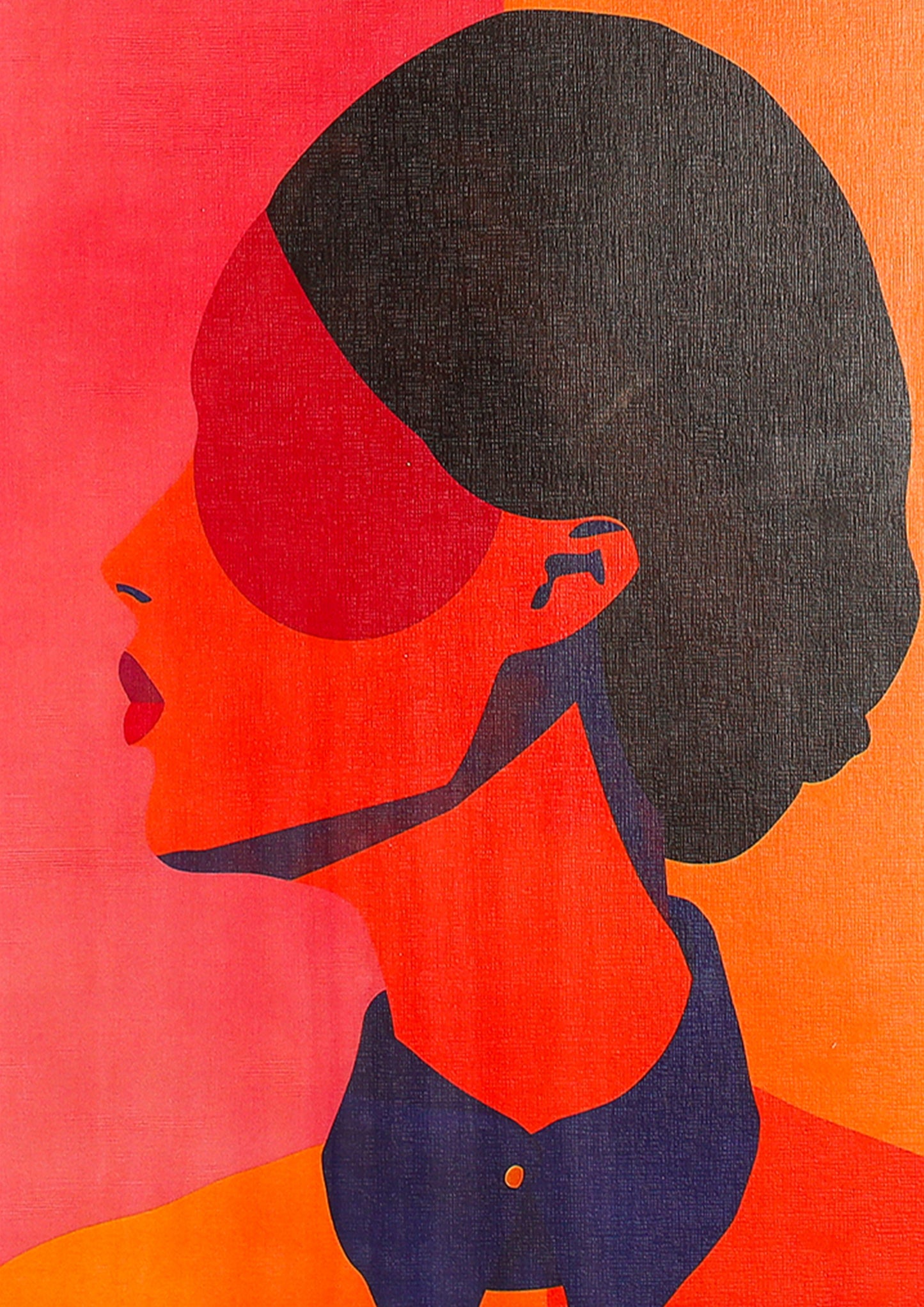 Vibrant Silhouette: A Bold Profile in Red and Orange Wall Poster
