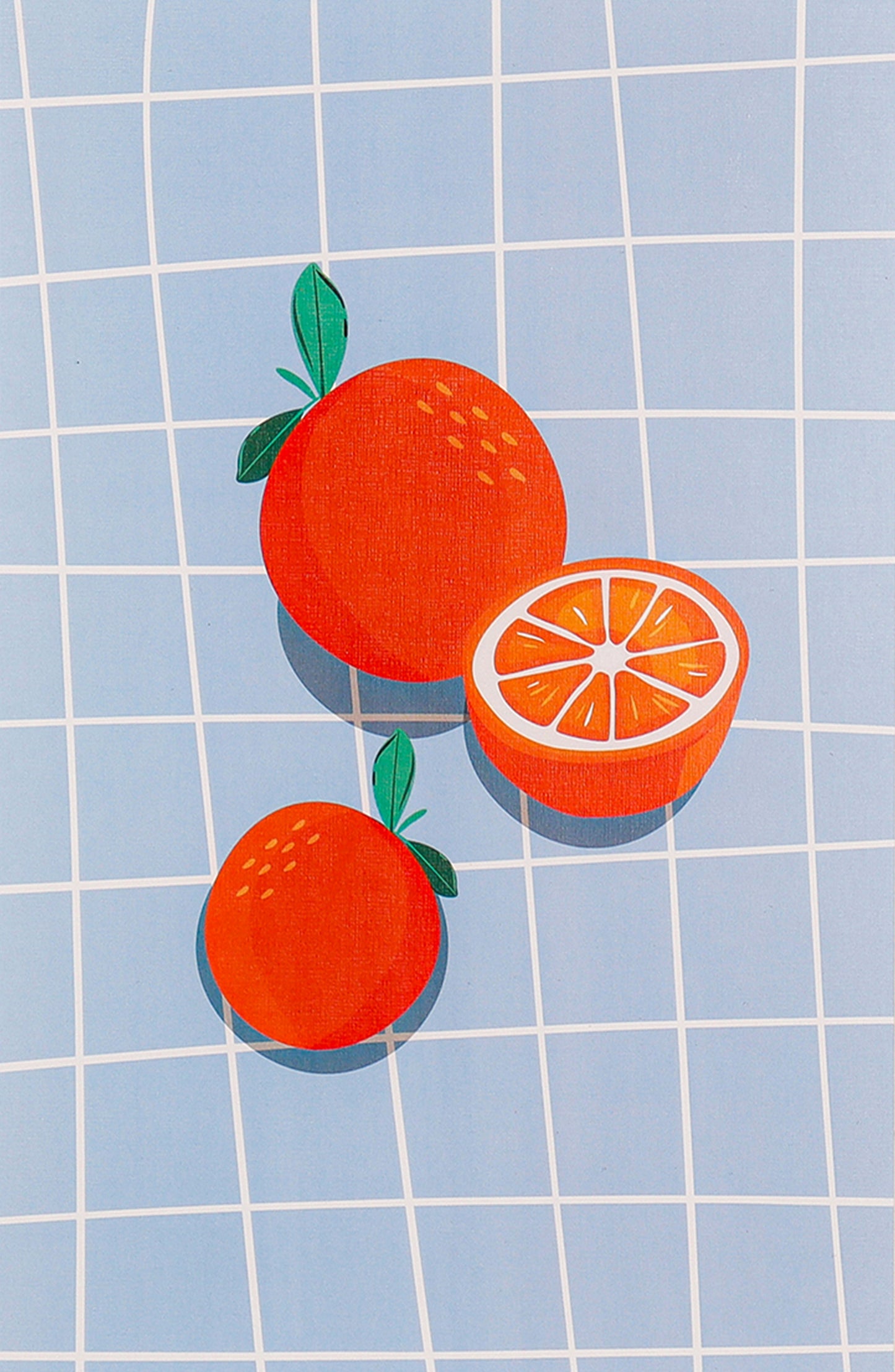 Citrus Charm: A Bright Moment on a Gridded Wall Poster