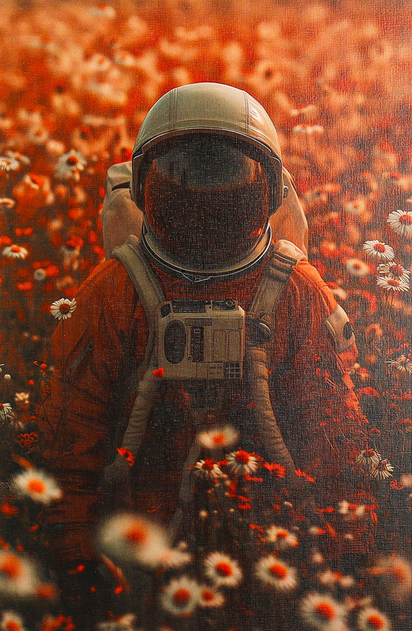Astronaut Amidst Blossoms: Bridging Space and Earth’s Serenity Wall Poster