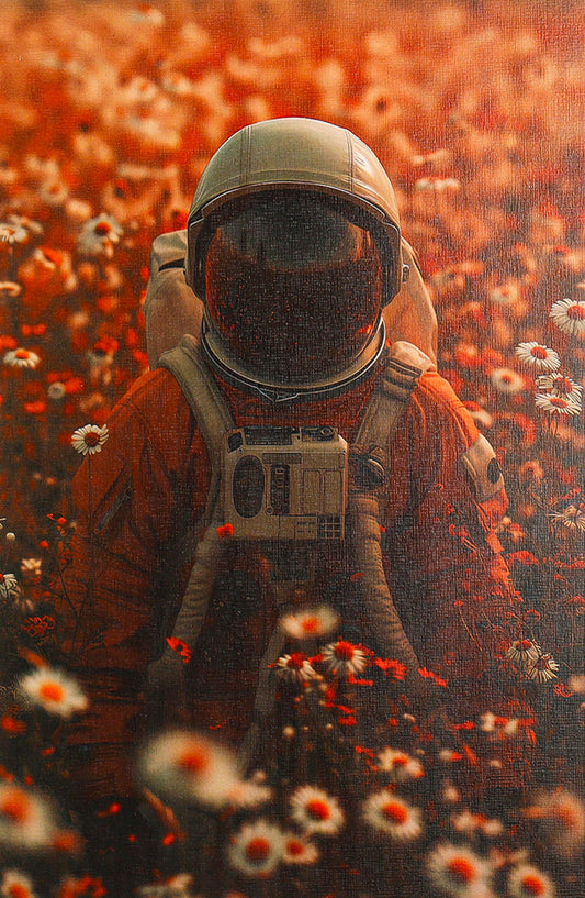 Astronaut Amidst Blossoms: Bridging Space and Earth’s Serenity Wall Poster