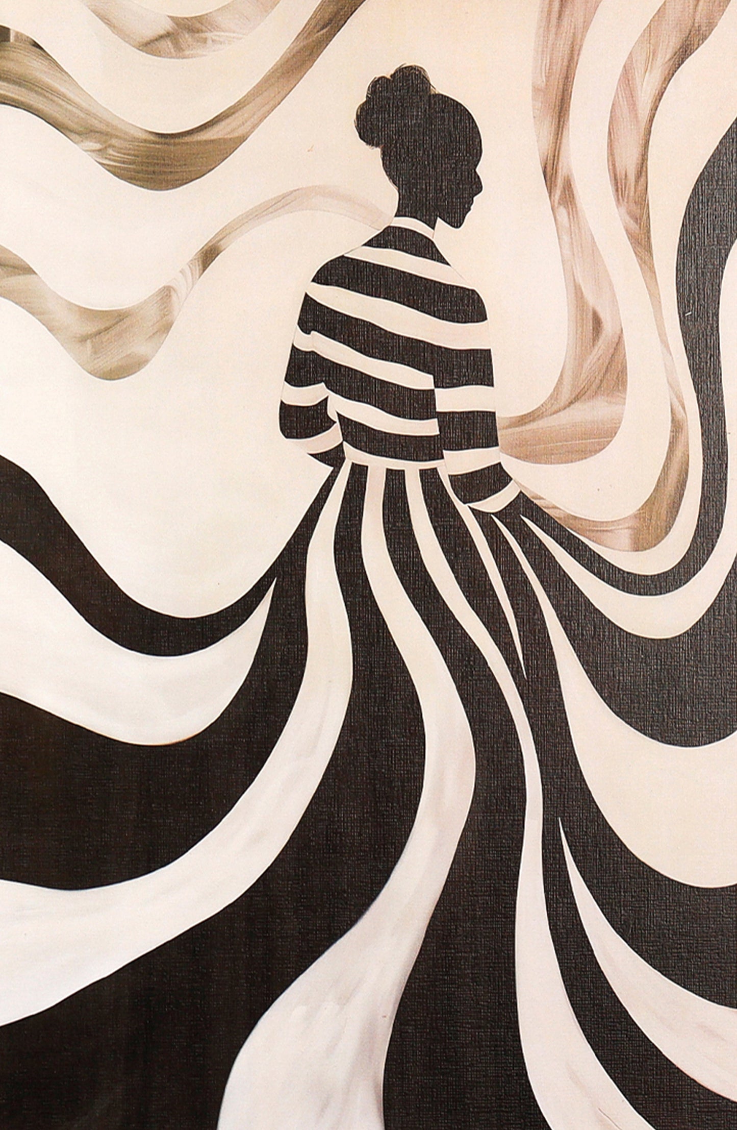 Silhouette in Stripes: Flowing Patterns and Subtle Movements Wall Poster