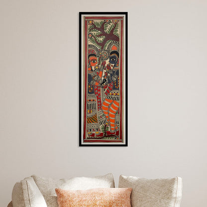 Radha Krishna Madhubani Painting, Framed Art