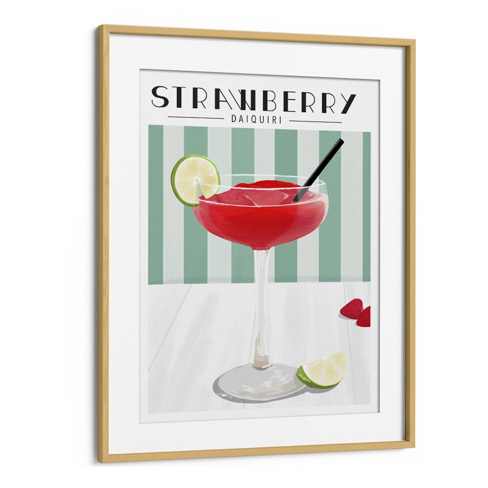 Bright and vibrant STRAWBERRY DAIQUIRI, BAR art print adds a refreshing touch to any café or home décor.