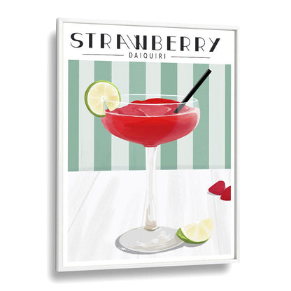 Stylish STRAWBERRY DAIQUIRI, BAR art print featuring a refreshing cocktail in vibrant colors for your café decor.