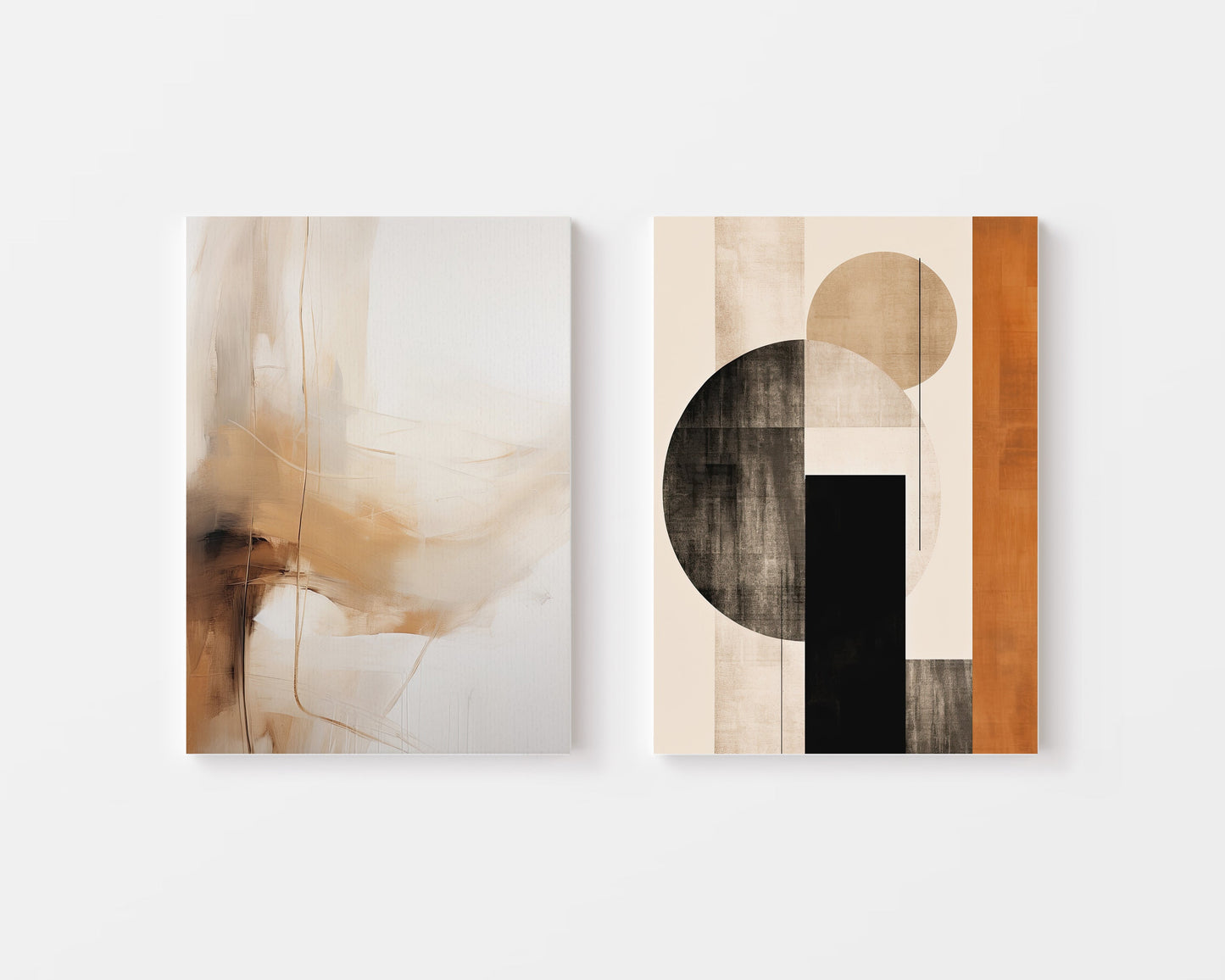 Beige Neutral Abstract & Geometric Shapes Art Duo – Wall Art Set of 2