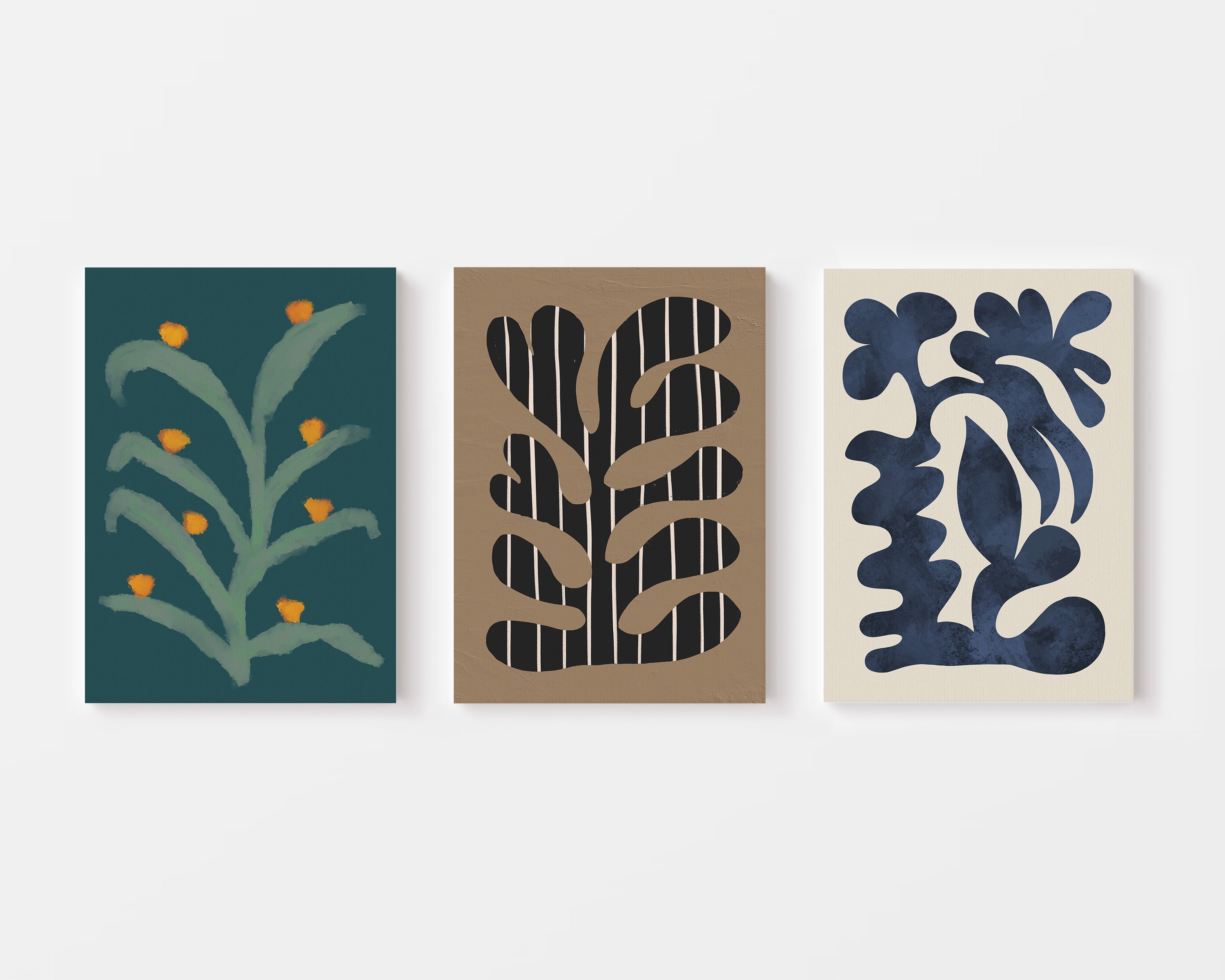 Botanical Notes – Vibrant Eclectic Abstract Wall Art Set of 3
