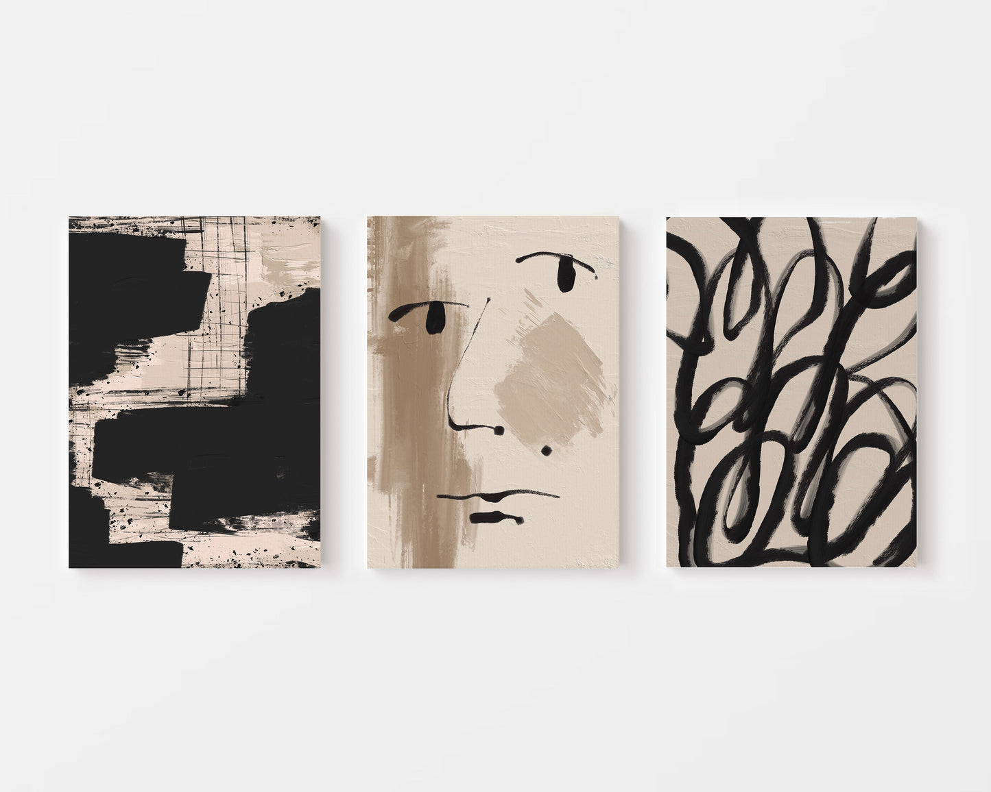 Between Spaces – Modern Minimal Abstract Wall Art Set of 3