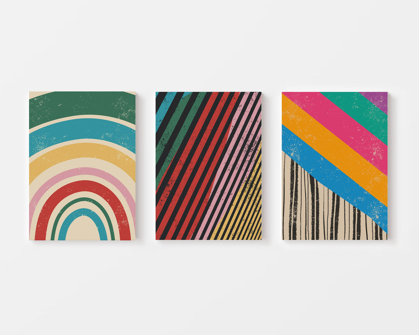 Color Parade Trio – Set of 3 Mid-Century Abstract Wall Art Prints