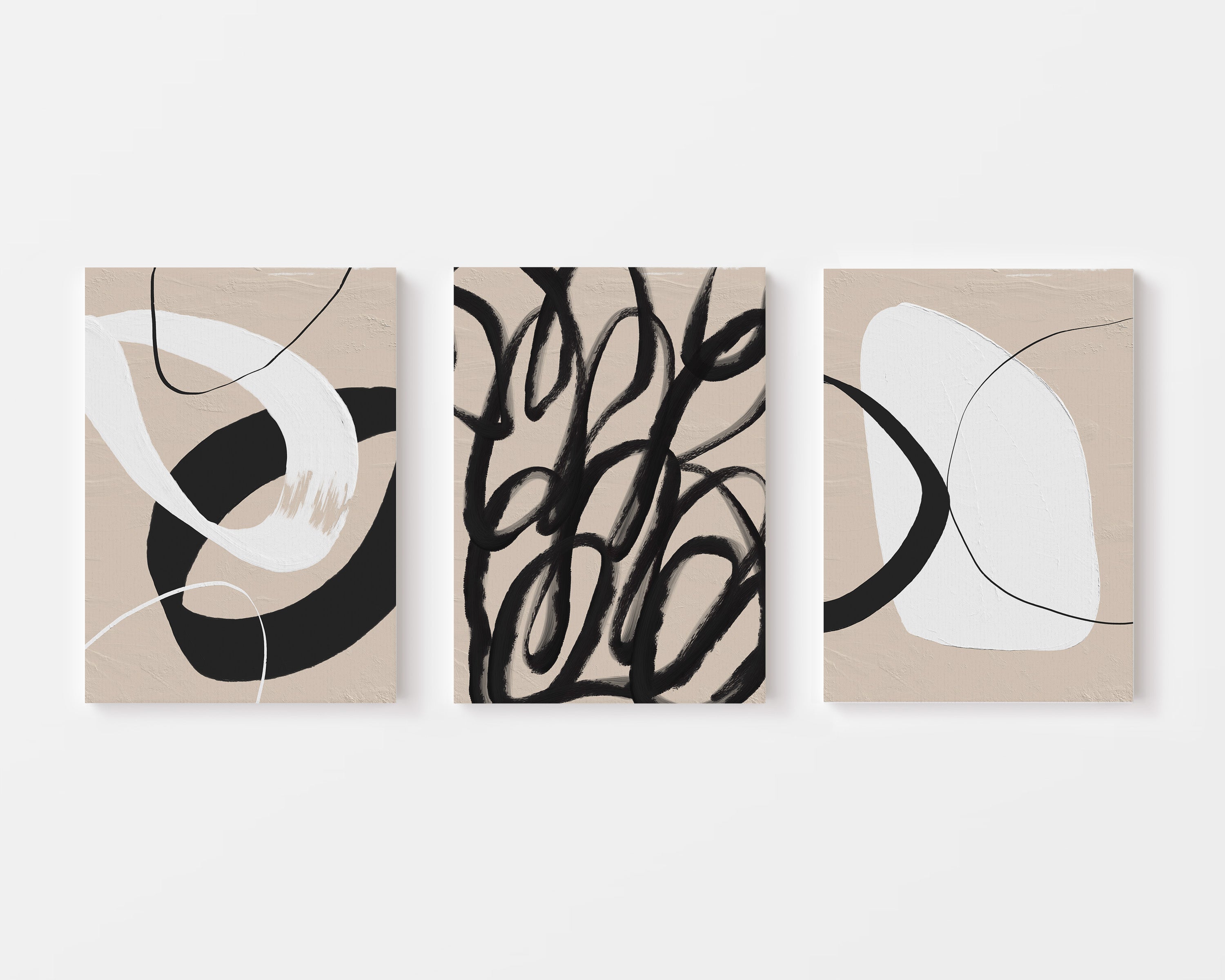 Crossings – Minimal Neutral Abstract Wall Art Set of 3
