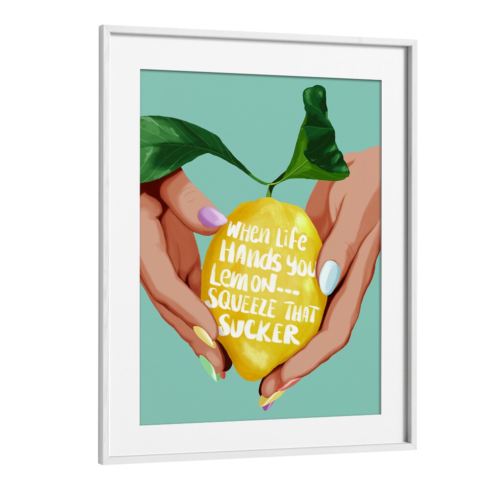 Brighten your kitchen with SQUEEZE THAT LEMON, KITCHEN POSTERS, featuring playful lemon art that inspires joy in cooking.