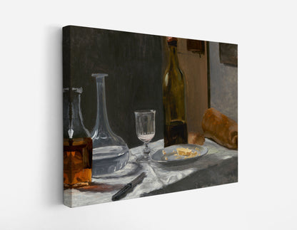 Claude Monet's Still Life with Bottle, Carafe, Bread, and Wine // Wall Art Print
