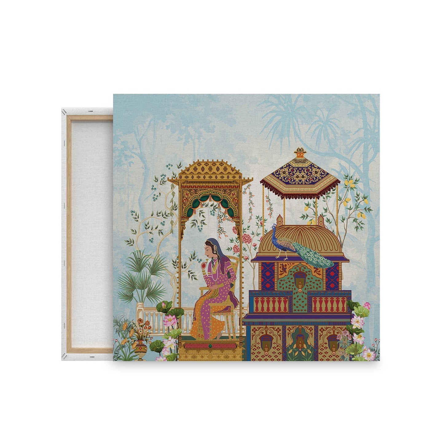 Noblewoman’s Moment of Reflection in an Ornate Pavilion