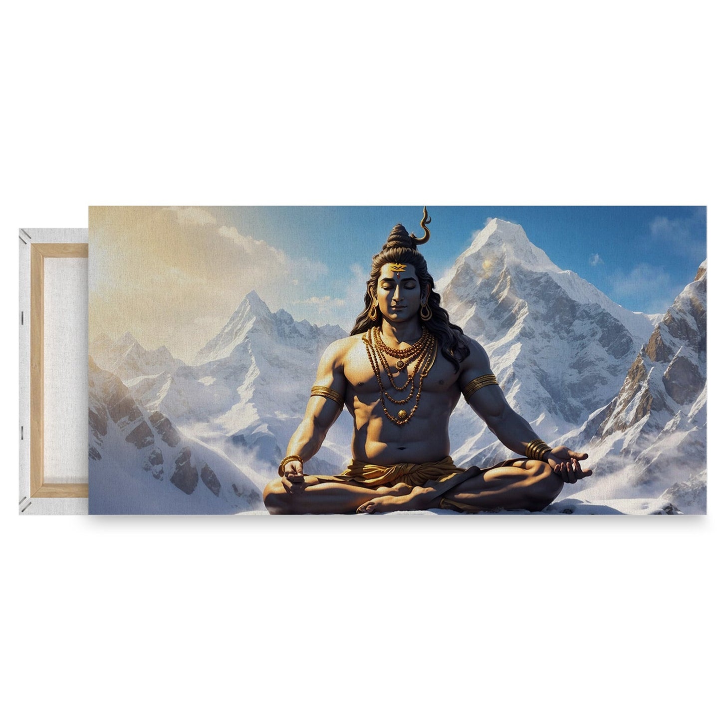 God Shiva meditating beautiful Himalayas mountains Canvas Wall Painting for Living Room, Bedroom, Office.