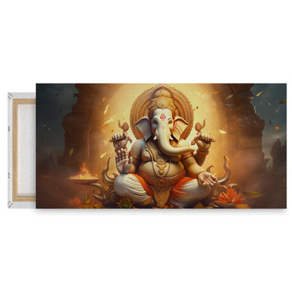Lord Ganesh Canvas Wall Painting for Living Room, Bedroom, Office.