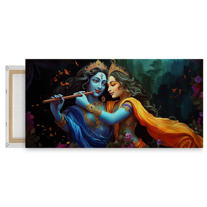 Illustration Radha Krishna love painting Canvas Wall Painting for Living Room, Bedroom, Office.