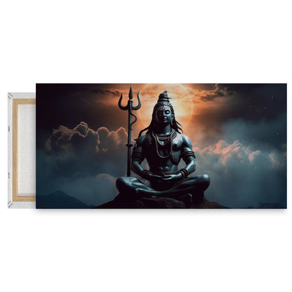 Painting Shiva with moon it Wall Painting for Living Room, Bedroom, Office.