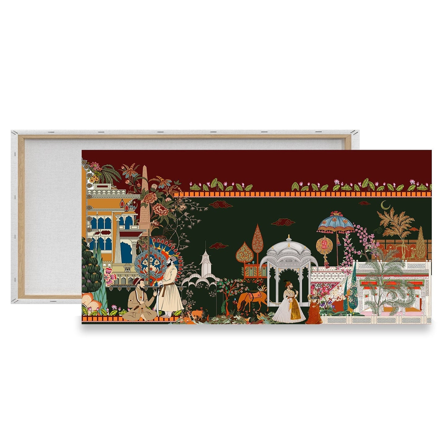 Exquisite Mughal Garden Scene Painting - Detailed Indian Art Print