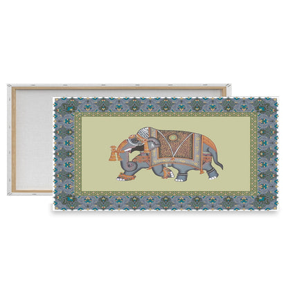 Traditional Indian Elephant elephant painting with Orated Border