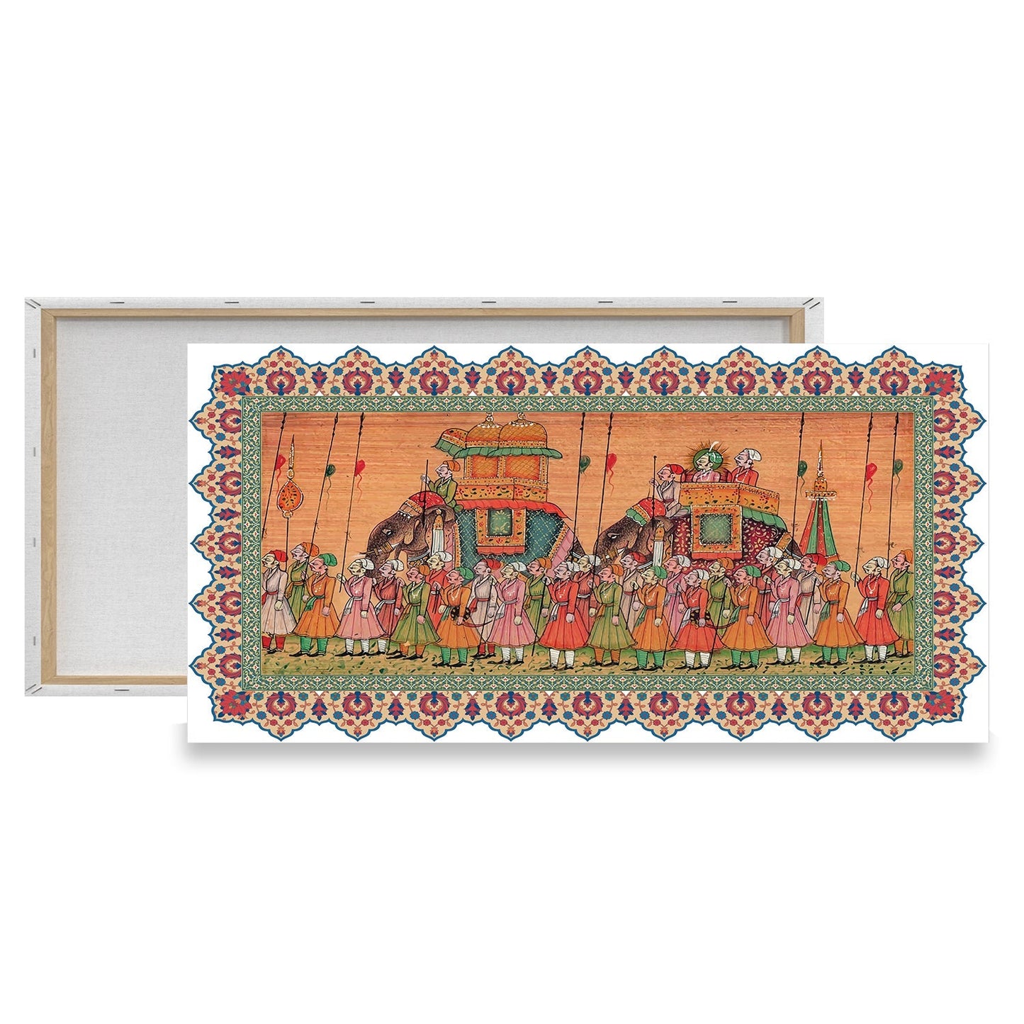 Traditional Indian Elephant Procession Painting - Intricate Mughal Art painting