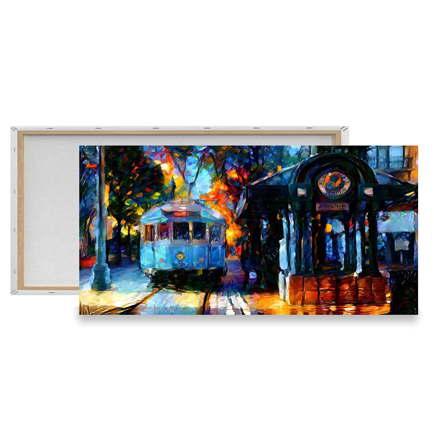 Tramway Twilight Cityscape Painting