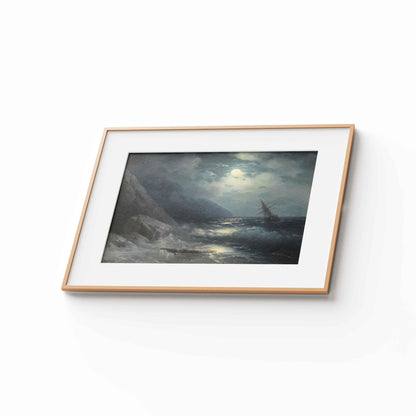 Aivazovsky – Moonlit landscape with a ship, 1881