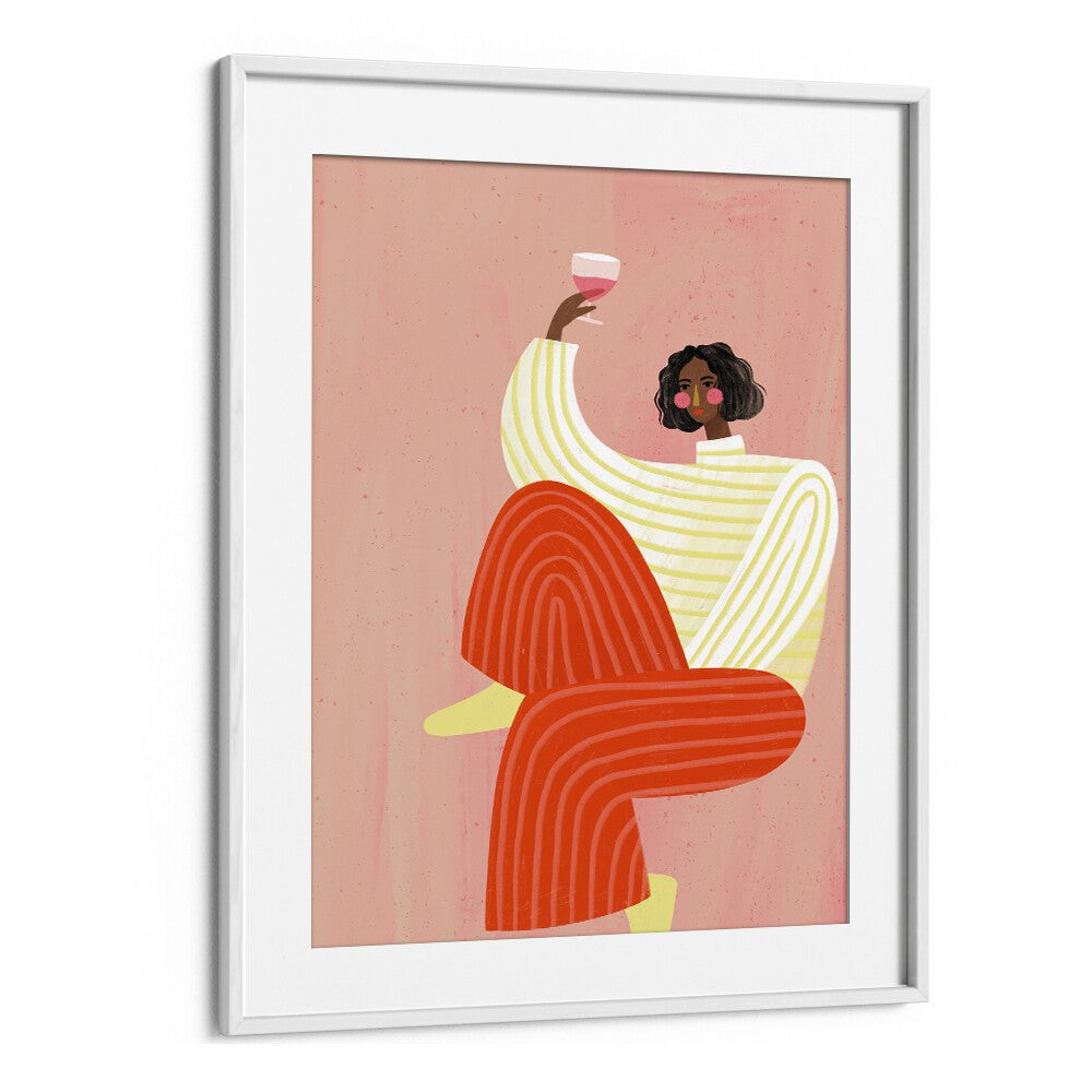 Elegant illustration featuring a woman with wine, blending sophistication and artistry in WOMAN WITH WINE, PORTRAITS.