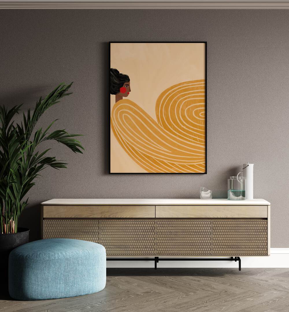 WOMAN WITH YELLOW STRIPES, PORTRAITS & FIGURATIVE ILLUSTRATIONS