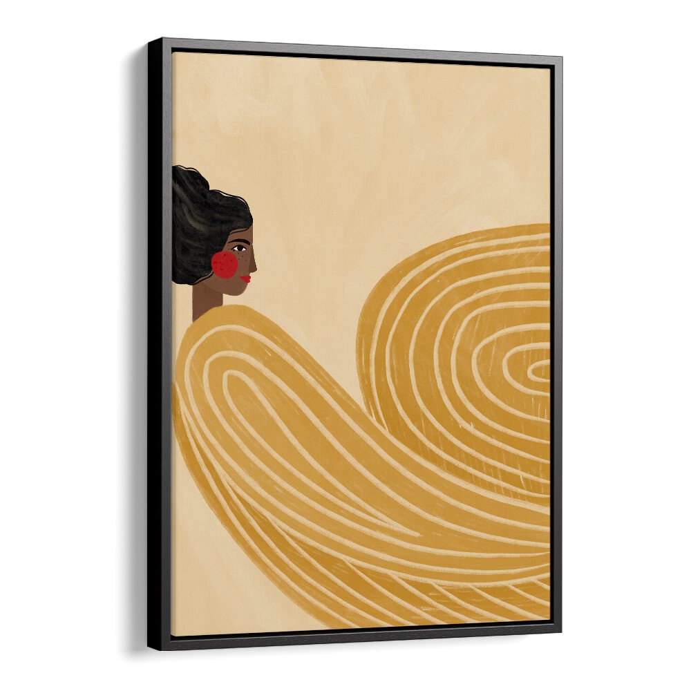 Vibrant portrait of a woman with yellow stripes, capturing femininity in Bea Muller's stunning illustration.