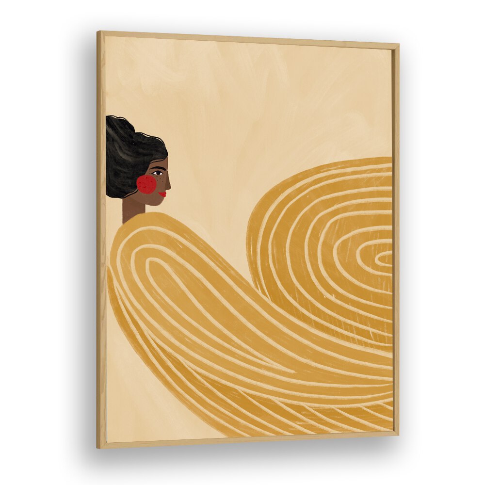 Explore the vibrant art of "WOMAN WITH YELLOW STRIPES, PORTRAITS," showcasing Bea Muller's unique style.