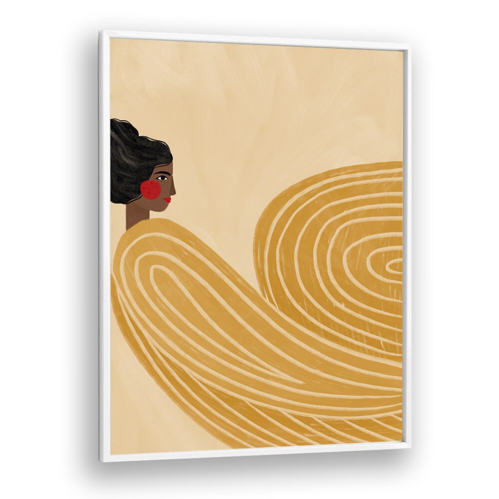 Vibrant WOMAN WITH YELLOW STRIPES, PORTRAITS by Bea Muller, showcasing femininity and artistic expression.