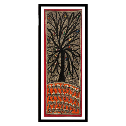 Tree of Life  Madhubani Painting, Framed Art
