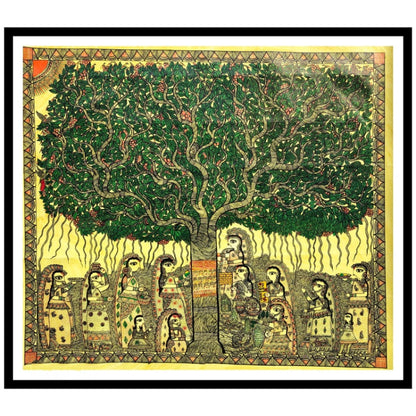 Beautiful Tree of Life  Madhubani Painting, Framed Art