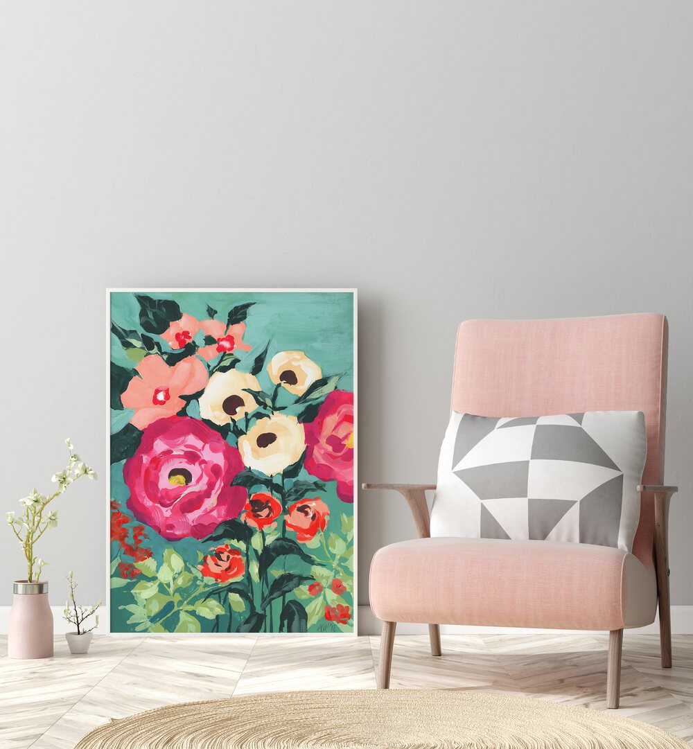 MAGENTA PEONIES , FLORAL FLOWER PAINTINGS