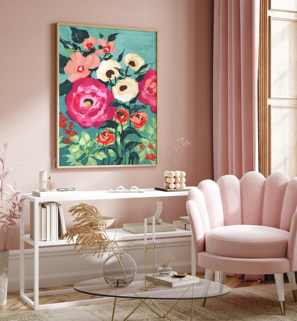 MAGENTA PEONIES , FLORAL FLOWER PAINTINGS