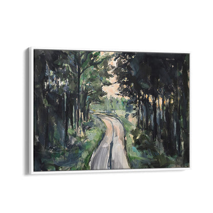 Serene Forest Pathway, Landscape Paintings showcasing tranquil nature beauty in vibrant hues. Perfect for home decor.