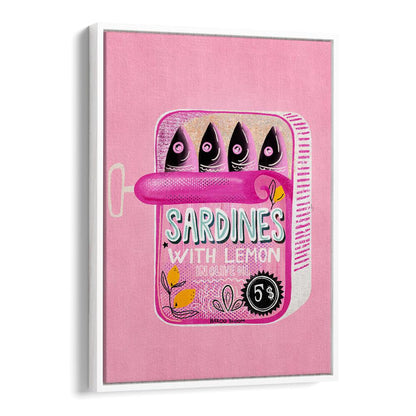Brighten your space with the SARDINES TIN CAN PINK, KITCHEN POSTERS by Baroo Bloom, a vibrant decor piece.