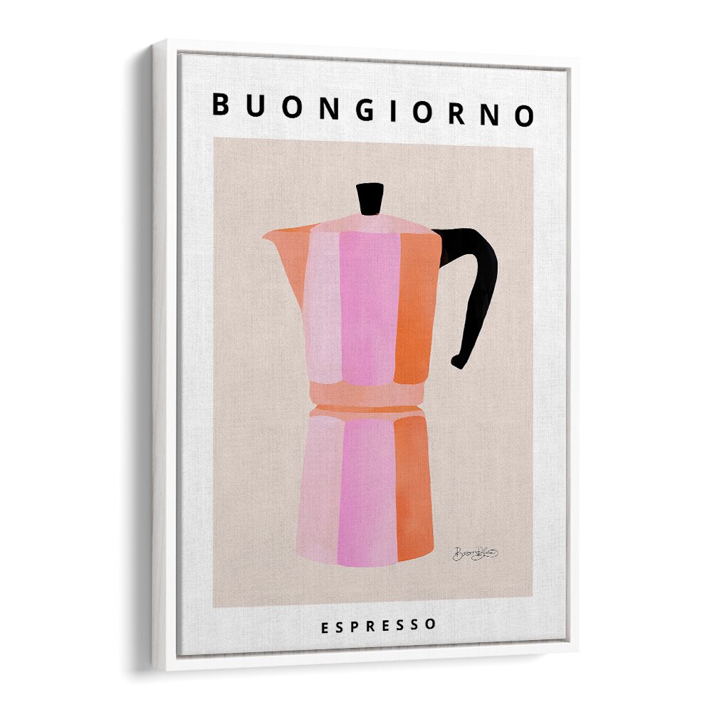 Brighten your kitchen with BUONGIORNO ESPRESSO, KITCHEN POSTERS featuring a stylish coffee maker design.