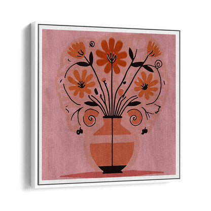 ABSTRACT FLOWERS IN A VAS , FLORAL FLOWER PAINTINGS