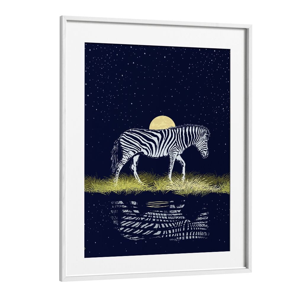 Stunning MOONRISING OVER ZEBRA, ANIMAL PAINTINGS showcases wildlife under a full moon's glow, perfect for art lovers.