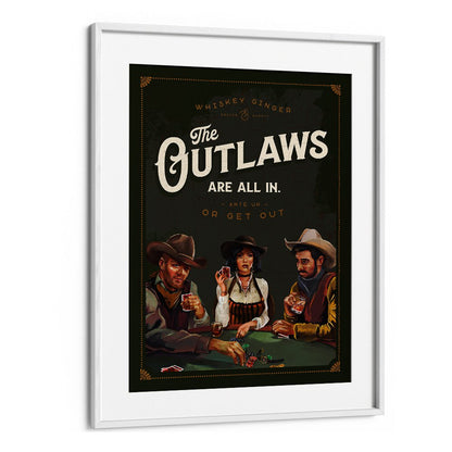 Transform your space with OUTLAWS POKER, BAR art, showcasing vibrant Wild West poker vibes for any cafe or bar.