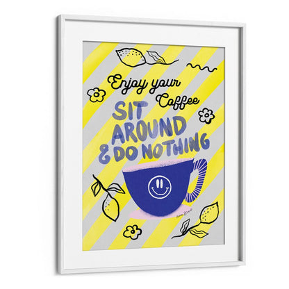 Bright and cheerful ENJOY COFFEE, QUOTES AND TYPOGRAPHY POSTERS perfect for coffee lovers to elevate any space.