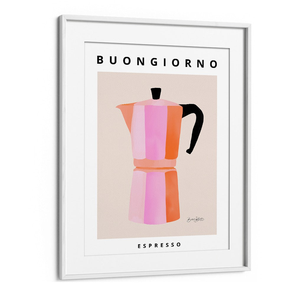Bright and artistic BUONGIORNO ESPRESSO, KITCHEN POSTERS add charm to your kitchen, evoking cozy café vibes.