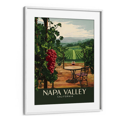 NAPA VALLEY - CALIFORNIA, BAR art print featuring vineyards and a cozy table setting, perfect for home decor.