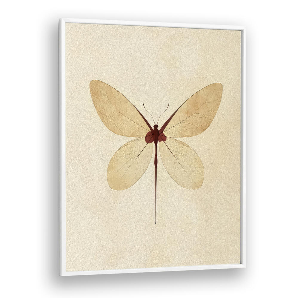 BEIGE BUTTERFLY WALL ART , FLORAL FLOWER PAINTINGS