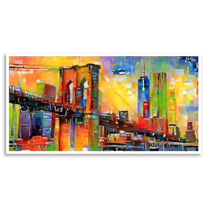 Brooklyn Bridge at Dusk Cityscape Painting