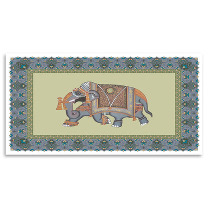 Traditional Indian Elephant elephant painting with Orated Border
