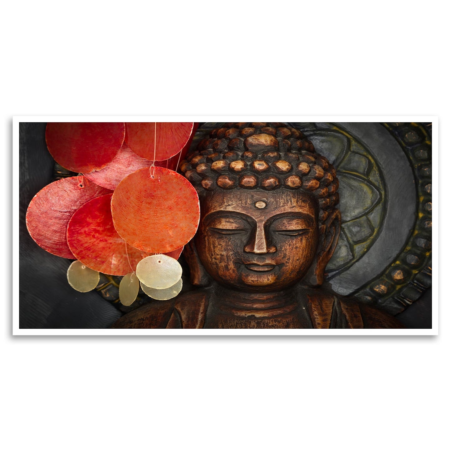 Serene Harmony Buddha and Red Lantern Wall Art